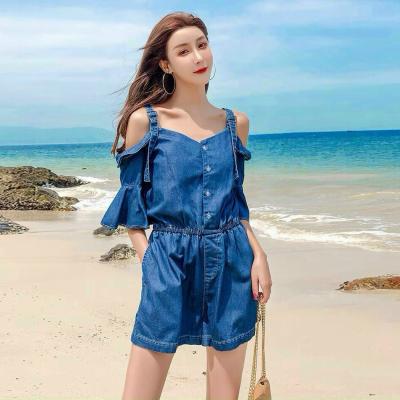 JUMSUIT DENIM ĐÙI TRỄ VAI TAY LOE - ND502